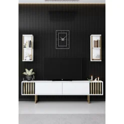 Erki TV-bänk - Vit/svart