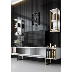 Erki TV-bänk - Vit/svart