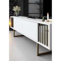 Erki TV-bänk - Vit/svart