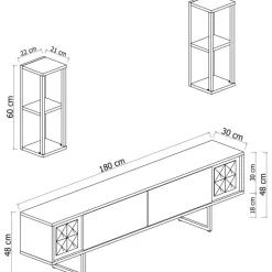 Erki TV-bänk - Vit/svart