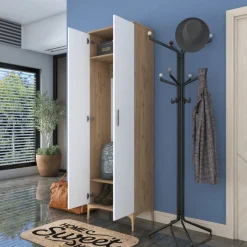 Esa garderob - Valnöt/vit