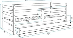 Esbjerg juniorsäng med förvaringslåda 90 x 200 cm - Furu