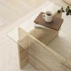 Escape soffbord 105 x 65 cm - Travertin