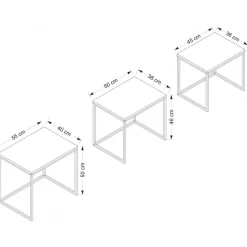 Evia satsbord 45/50/55 x 36/38/40 cm - Valnöt