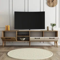 Exxen TV-bänk 180 cm - Ek/vit