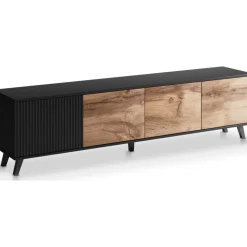 Fate TV-bänk 200 cm - Wotan ek/svart