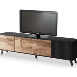 Fate TV-bänk 200 cm - Wotan ek/svart