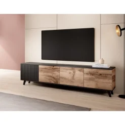 Fate TV-bänk 200 cm - Wotan ek/svart