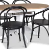 Fitchburg matgrupp; Ovalt matbord 106-141 cm - Vit / Oljad Ek med 4 st Danderyd No.30 karmstolar Svart