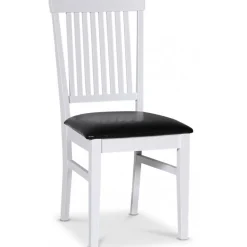 Fitchburg matgrupp; runt matbord 106 /141 cm - Vit / oljad ek med 4 st Fårö stolar med sits i svart PU