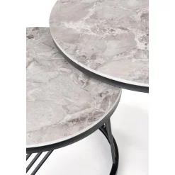 Flamingo soffbord Ø60 cm - Grå marmor/svart