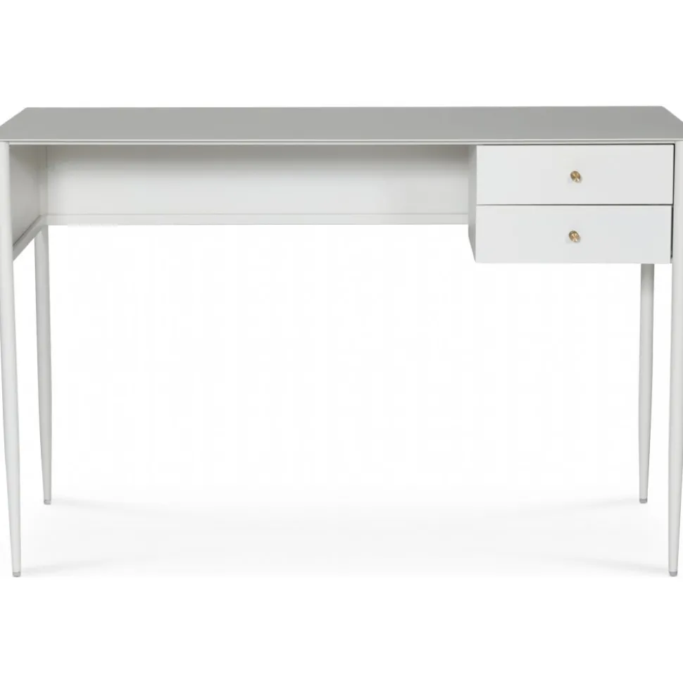 Flash skrivbord 120x50 cm - Vit / Mässing + Möbeltassar