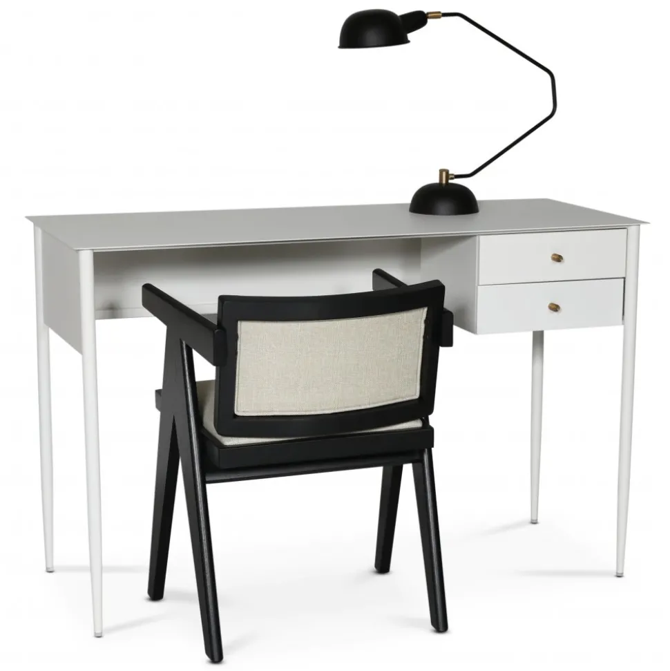 Flash skrivbord 120x50 cm - Vit / Mässing + Möbeltassar