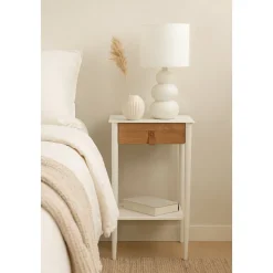 Flash sängbord - Vit/oljad ek + Möbeltassar