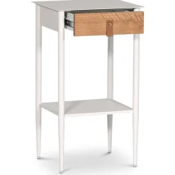 Flash sängbord - Vit/oljad ek + Möbeltassar