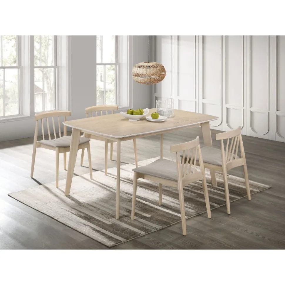 Florence matgrupp i whitewash; rektangulärt matbord 150 x 90 cm med 4 st Florence stolar + 4.00 x Stolsdyna