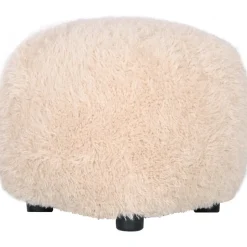 Fluffy sittpuff i beige hårigt tyg