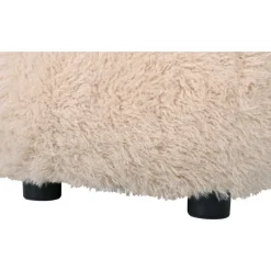 Fluffy sittpuff i beige hårigt tyg