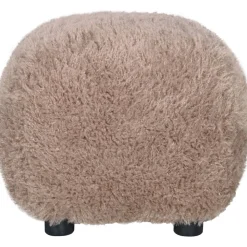 Fluffy sittpuff i brungrått hårigt tyg