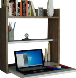 Fold skrivbordshylla - Vit/valnöt