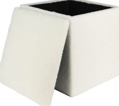 Fotpall med förvaring i teddy tyg