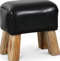 Fotpall Porto Låg - Svart / Teak + Textilrengöring för möbler