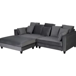 Fotpall 122x86 cm mörkgrå sammet - Brandy + Textilrengöring för möbler