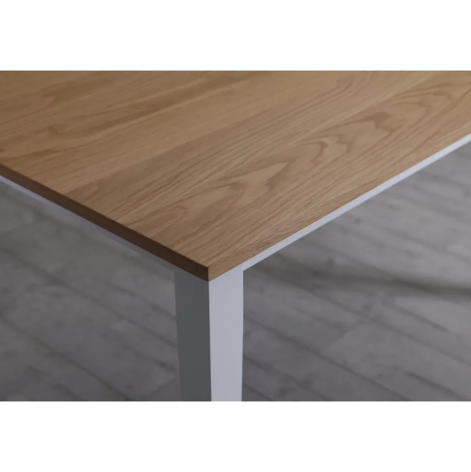 Fårö matgrupp 140 cm inklusive 4 st stolar med kryss - Ek/vit + 3.00 x Möbeltassar