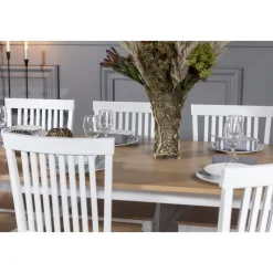 Fårö matgrupp: Bord 180 cm inklusive 6 st Fårö stolar - Ek/vit