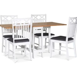 Fårö matgrupp; Fårö klaffbord Vit / Ek med 4 st Sandhamn Gripsholm stolar