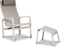 Frank fotpall i sadelgjord - Vitpigmenterad bok + Textilrengöring för möbler