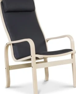 Frank fåtölj i svart läder - Vitpigmenterad bok