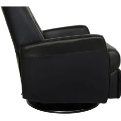 Frans reclinerfåtölj i svart skinn med gung och snurrfunktion