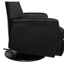 Frans reclinerfåtölj i svart skinn med gung och snurrfunktion