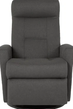 Frans reclinerfåtölj med gungfunktion och snurr - Grå tyg