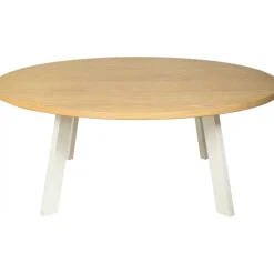 Freddy stort runt soffbord i whitewash ek med vita metallben