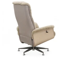 Fårskinnsfåtölj med fotpall beige / whitewash - Ulla + Textilrengöring för möbler