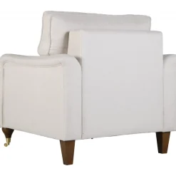 Fåtölj beige tyg - Howard Watford Deluxe + Möbeltassar