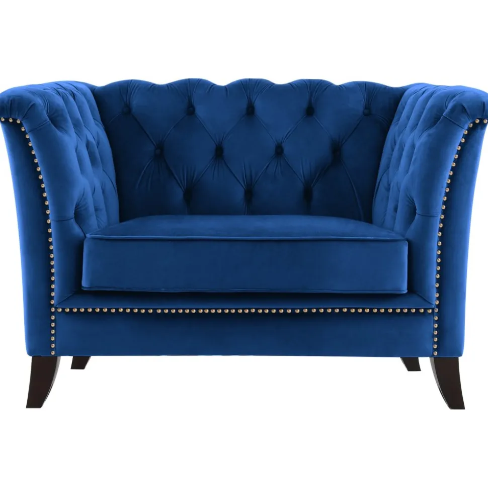 Fåtölj blå Chesterfield - Milton + Textilrengöring för möbler