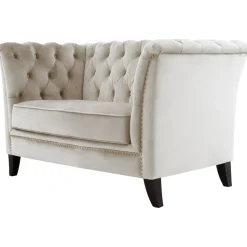 Fåtölj chesterfield beige sammet - Milton