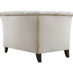 Fåtölj chesterfield beige sammet - Milton