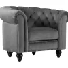 Fåtölj chesterfield grå sammet Royal + Textilrengöring för möbler