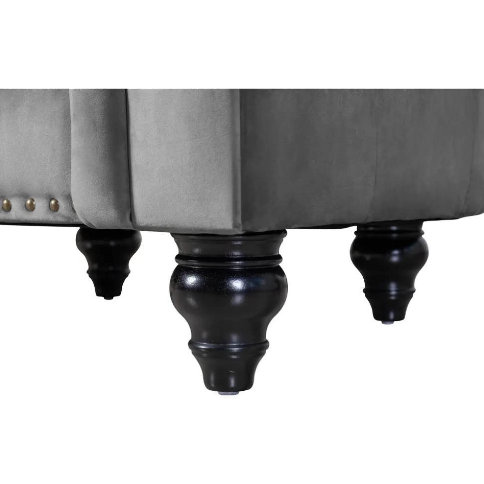 Fåtölj chesterfield grå sammet Royal + Textilrengöring för möbler