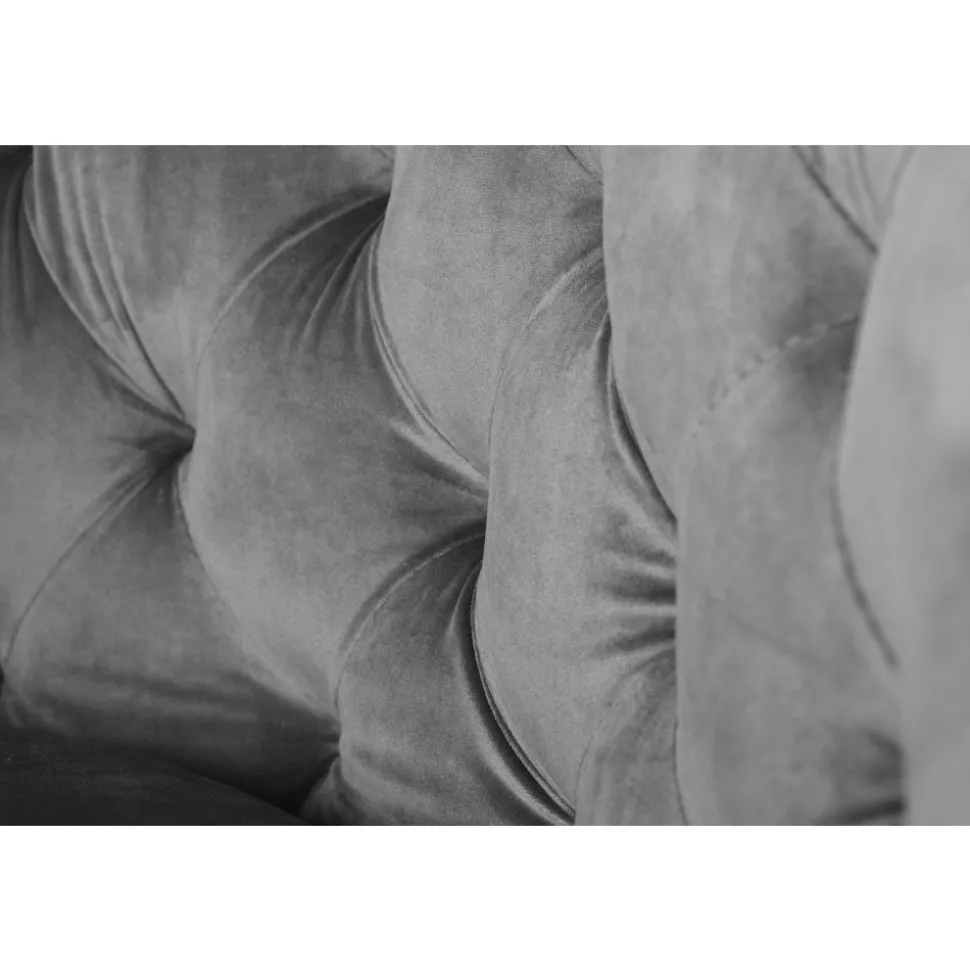 Fåtölj chesterfield grå sammet Royal + Textilrengöring för möbler