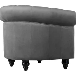 Fåtölj chesterfield grå sammet Royal + Fläckborttagare för möbler