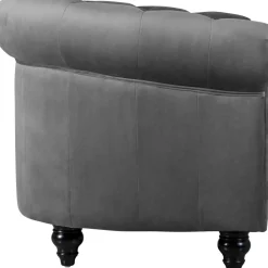 Fåtölj chesterfield grå sammet Royal