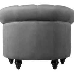 Fåtölj chesterfield grå sammet Royal