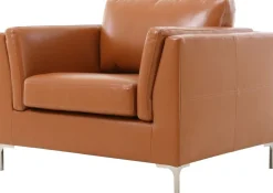 Fåtölj cognacs färgat konstläder - Cansas + Textilrengöring för möbler