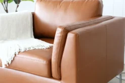 Fåtölj cognacs färgat konstläder - Cansas + Textilrengöring för möbler