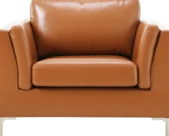 Fåtölj cognacs färgat konstläder - Cansas + Fläckborttagare för möbler